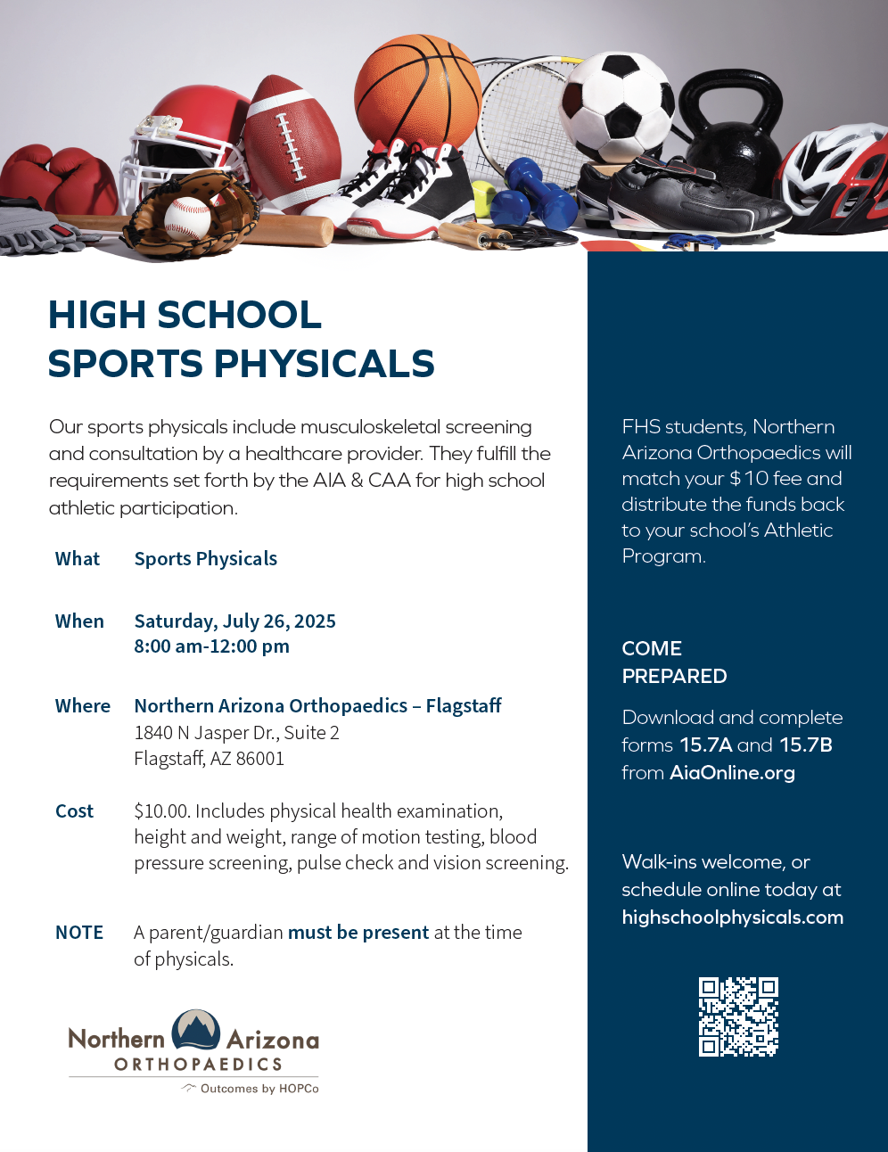  High School Sports Physicals (7/26 8:00 AM - 12:00 PM)